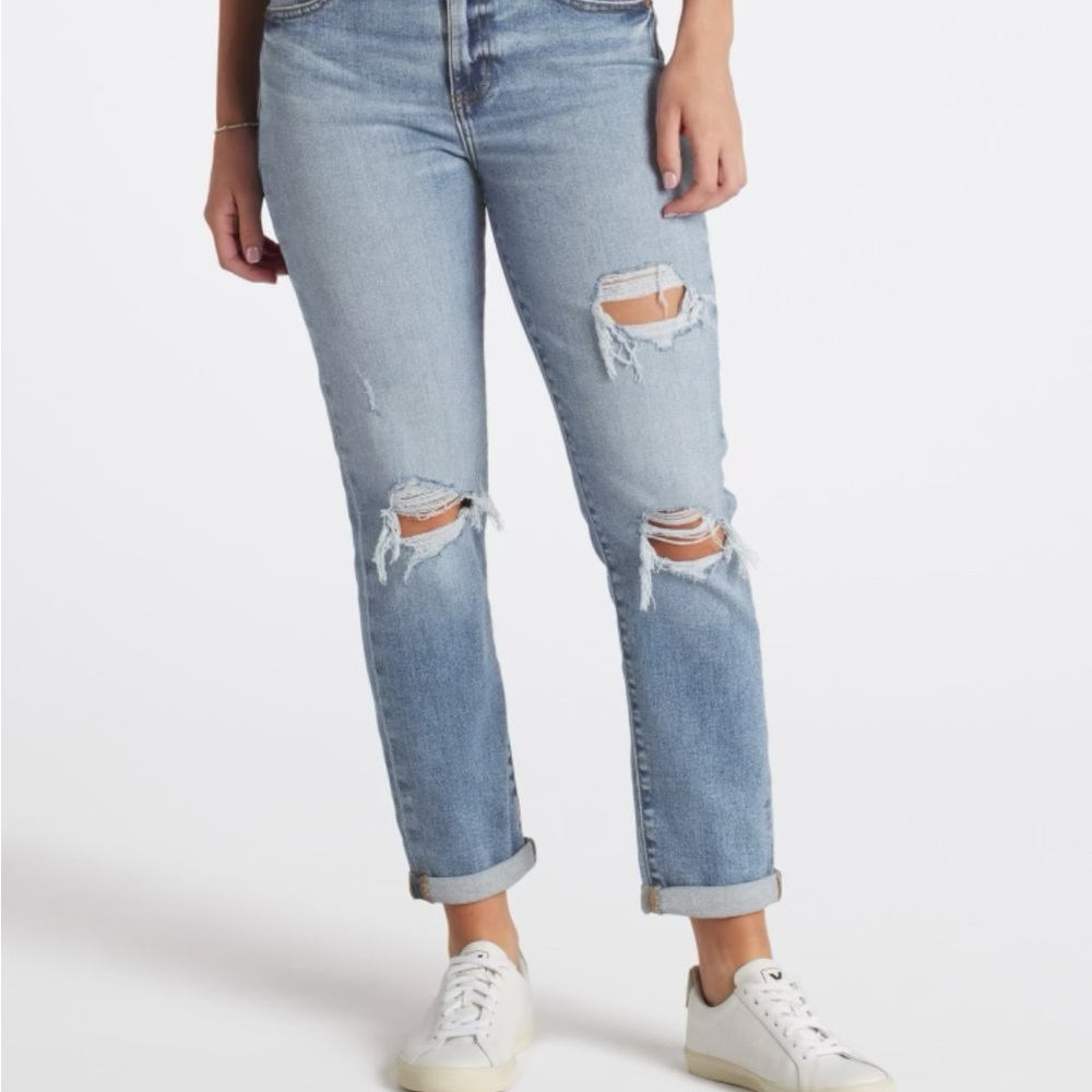 Women's Light Blue Distressed Jeans
